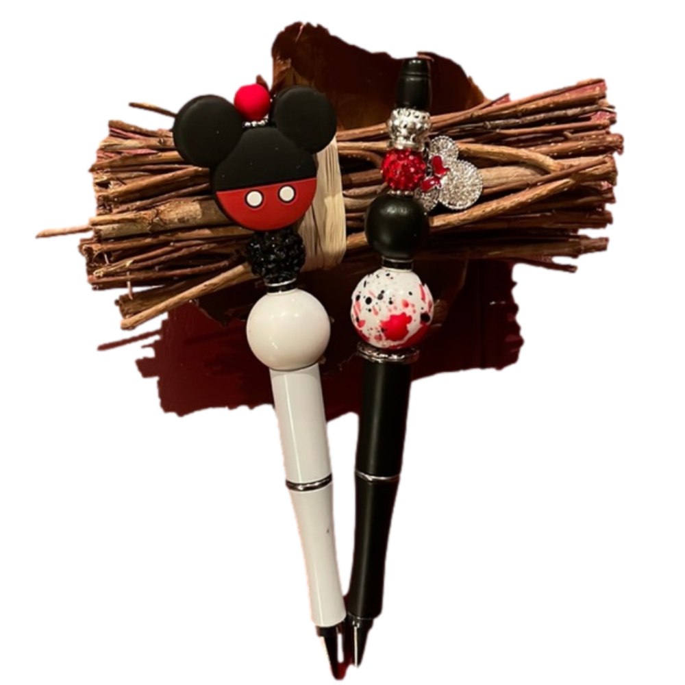 Minnie and Mickey Mouse Handmade Beaded Pens
